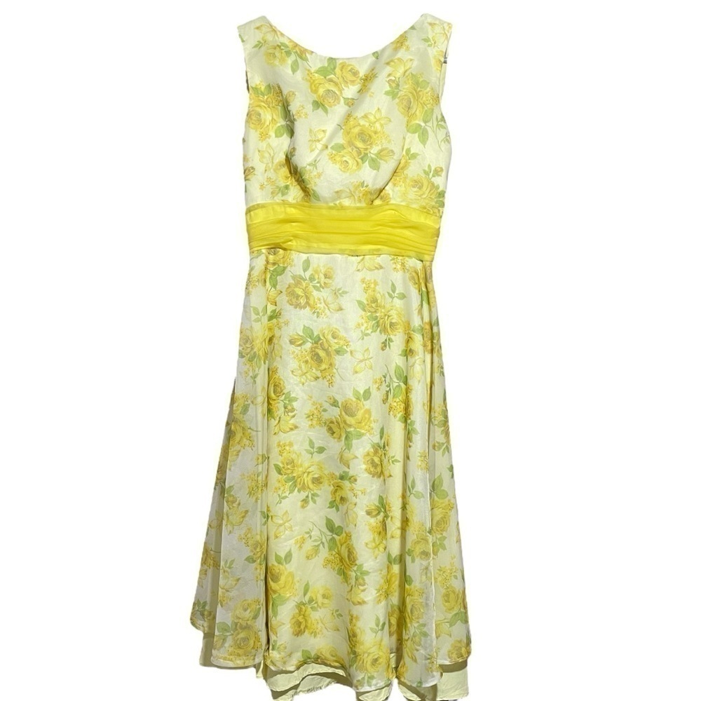 Handmade Vintage Floral Chiffon Lined Circle skirt -Cummerbund-bow in back - XS